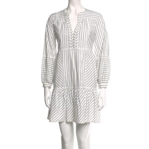 JOIE Porcelain White Stripe Lace Marison A-Line Ruffle Poplin Cotton Dress 4